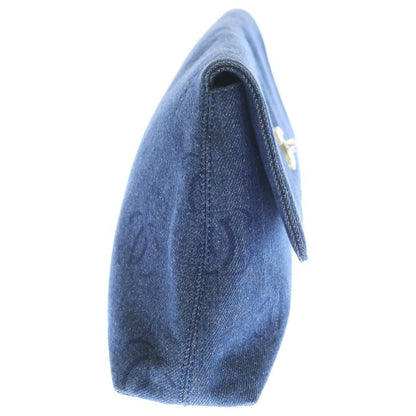 Chanel CC Logo Clutch Case Pouch Denim Indigo Blue