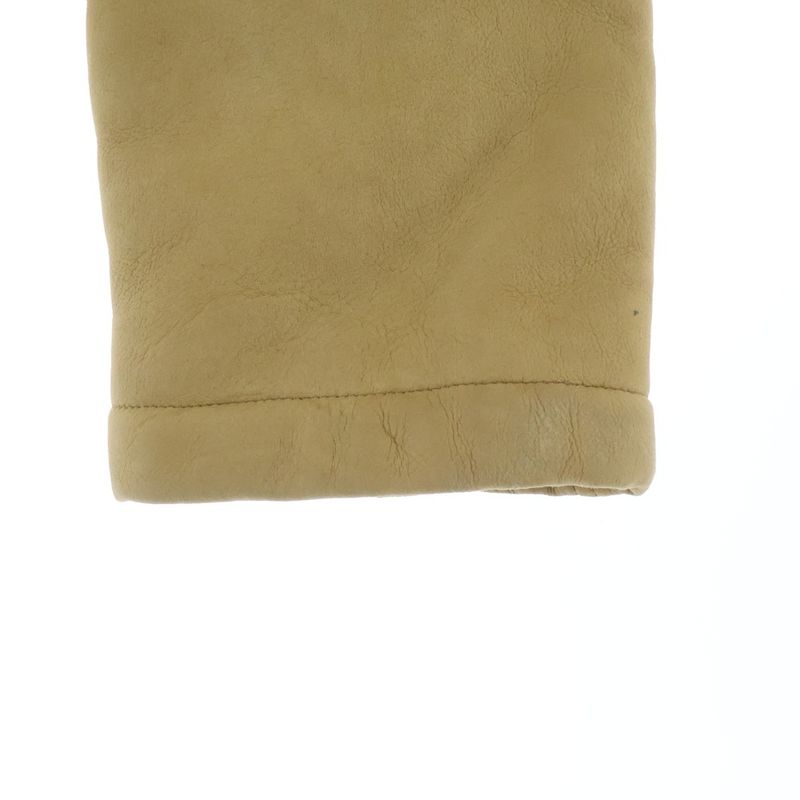 Loewe Suede Leather Hooded Mouton Zip Up Jacket Beige