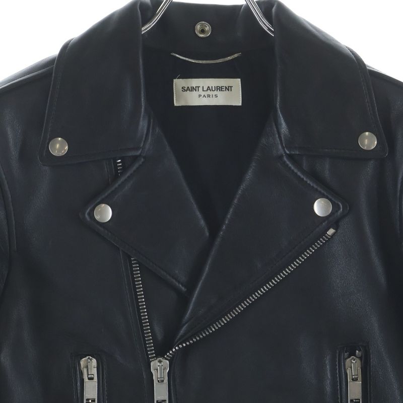 Saint Laurent Paris Classic Motorcycle Leather Rider's Jacket Black