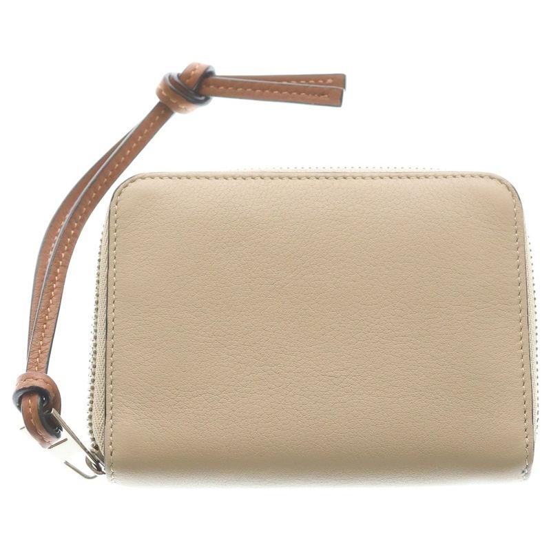 Loewe Anagram Leather Compact Zip Wallet Beige