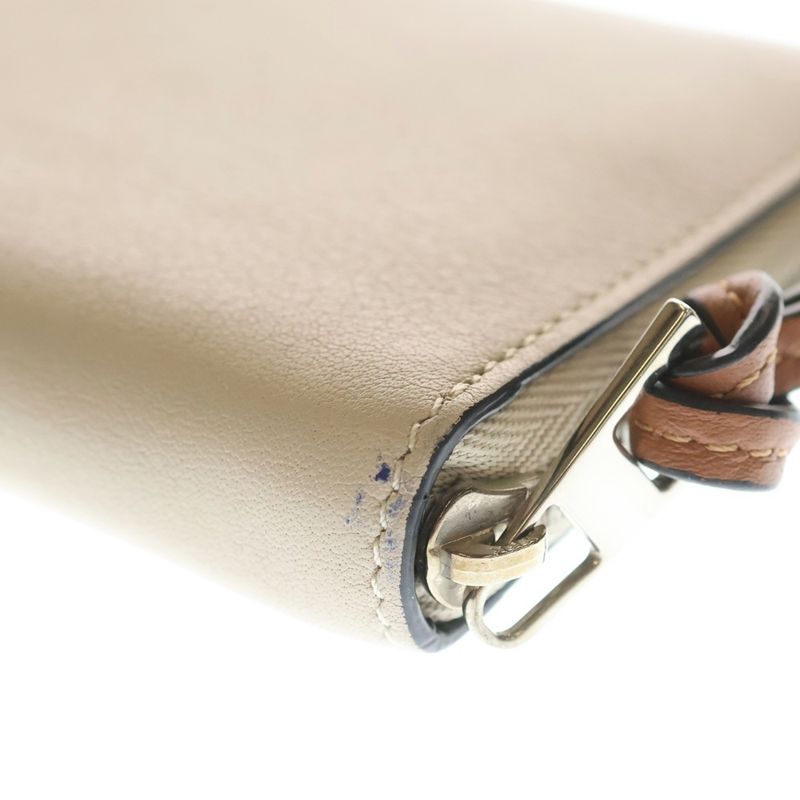 Loewe Anagram Leather Compact Zip Wallet Beige