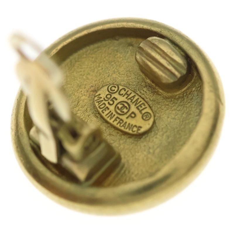 Chanel Button Earrings Gold