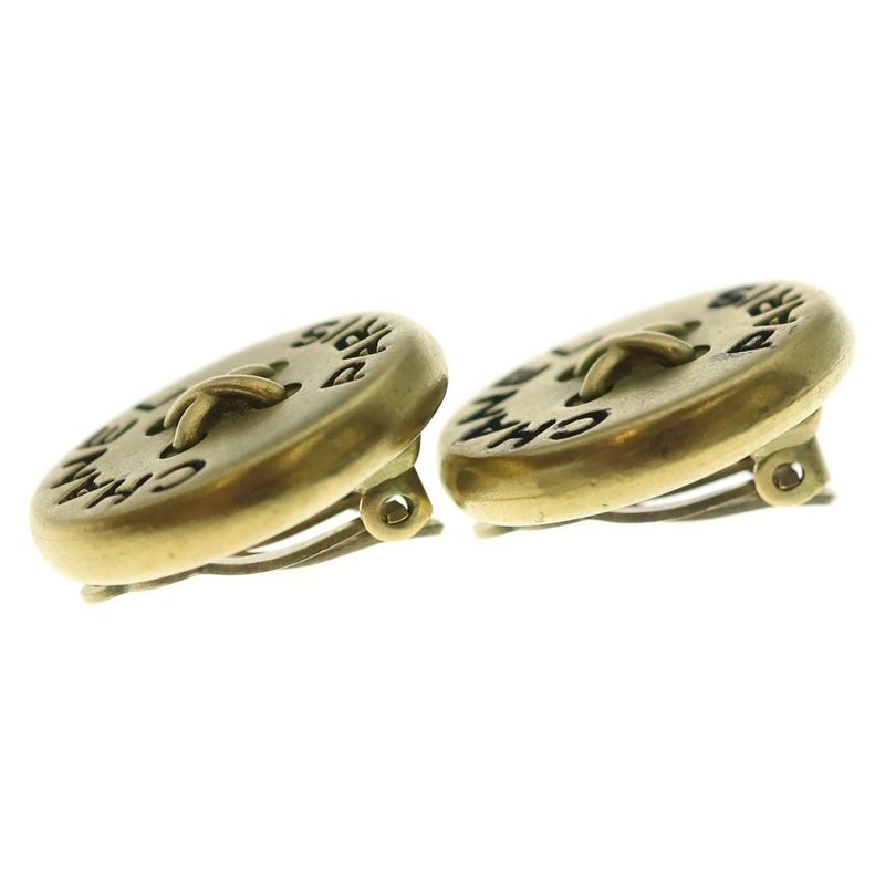 Chanel Button Earrings Gold