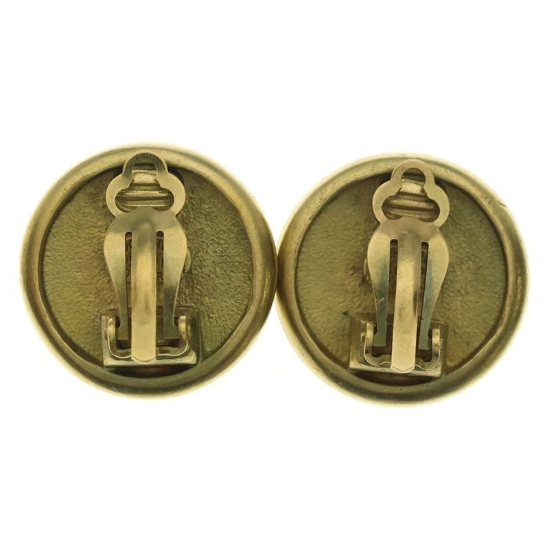 Chanel Button Earrings Gold