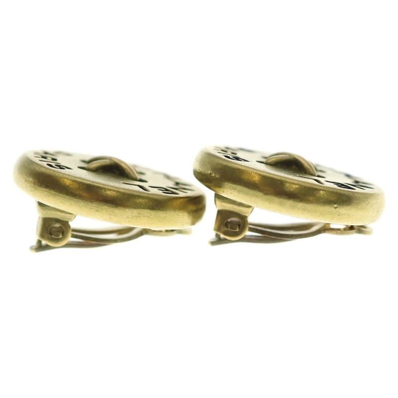 Chanel Button Earrings Gold
