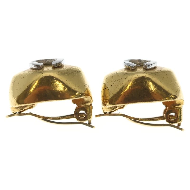 Chanel CC Logo Earrings Gold
