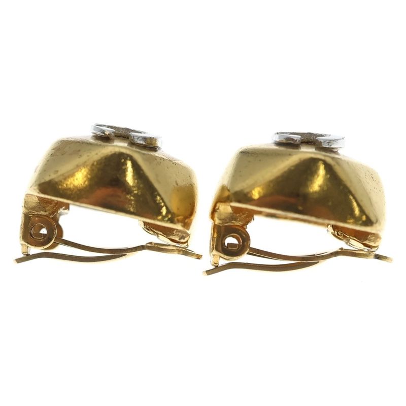 Chanel CC Logo Earrings Gold