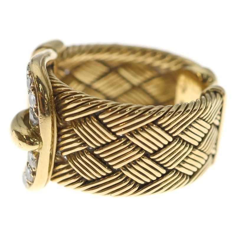 Hermes Diamond Buckle Ring Gold