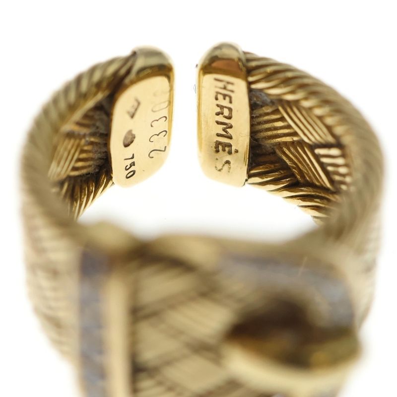 Hermes Diamond Buckle Ring Gold