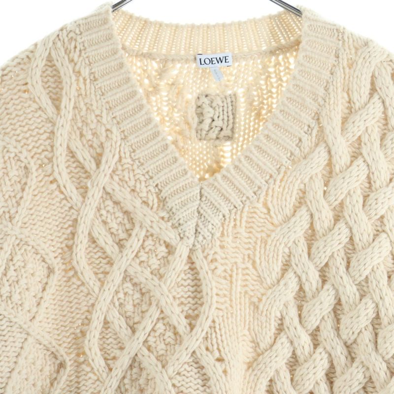 Loewe Gradient Cable Knit Sweater White Red