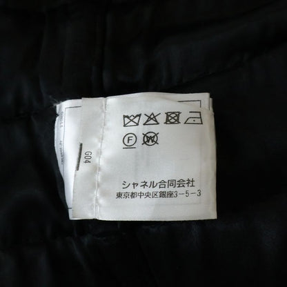 Chanel CC Logo Button Belt Tweed Sequin Jacket Black Silver