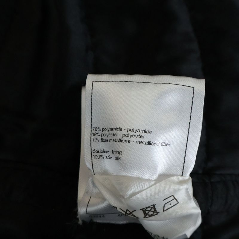 Chanel CC Logo Button Belt Tweed Sequin Jacket Black Silver