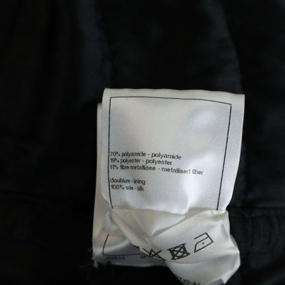 Chanel CC Logo Button Belt Tweed Sequin Jacket Black Silver