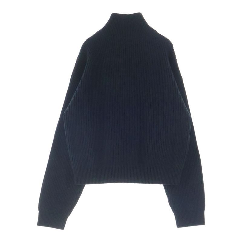 Celine Trucker Sweater Triomphe Half Zip Knit Ribbed Wool Black