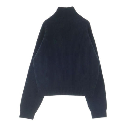 Celine Trucker Sweater Triomphe Half Zip Knit Ribbed Wool Black