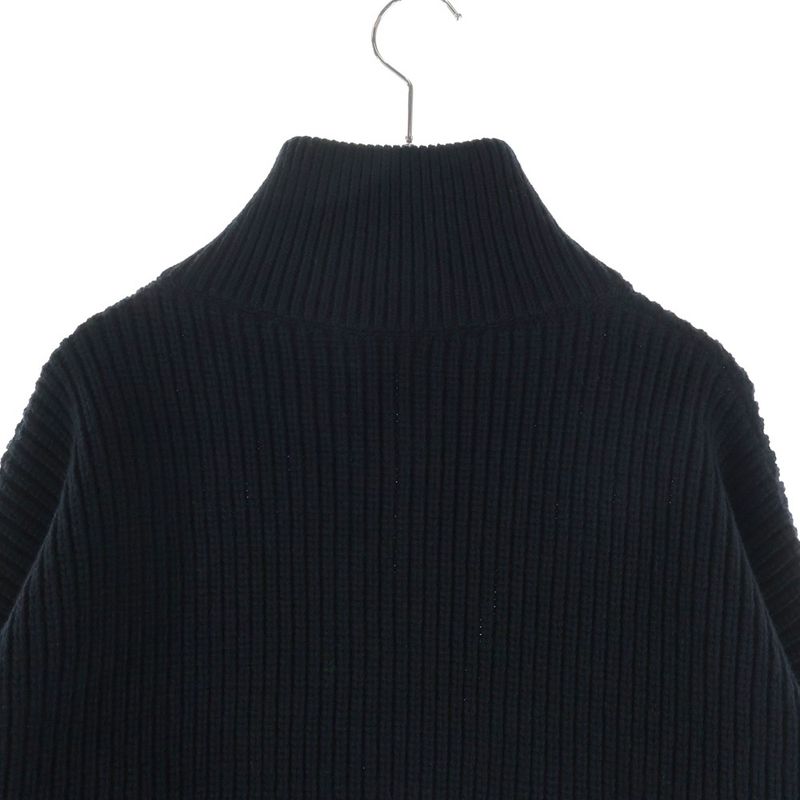 Celine Trucker Sweater Triomphe Half Zip Knit Ribbed Wool Black