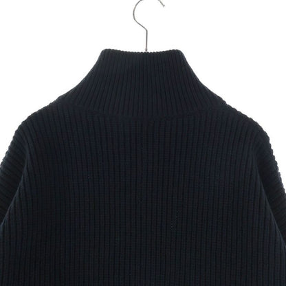 Celine Trucker Sweater Triomphe Half Zip Knit Ribbed Wool Black