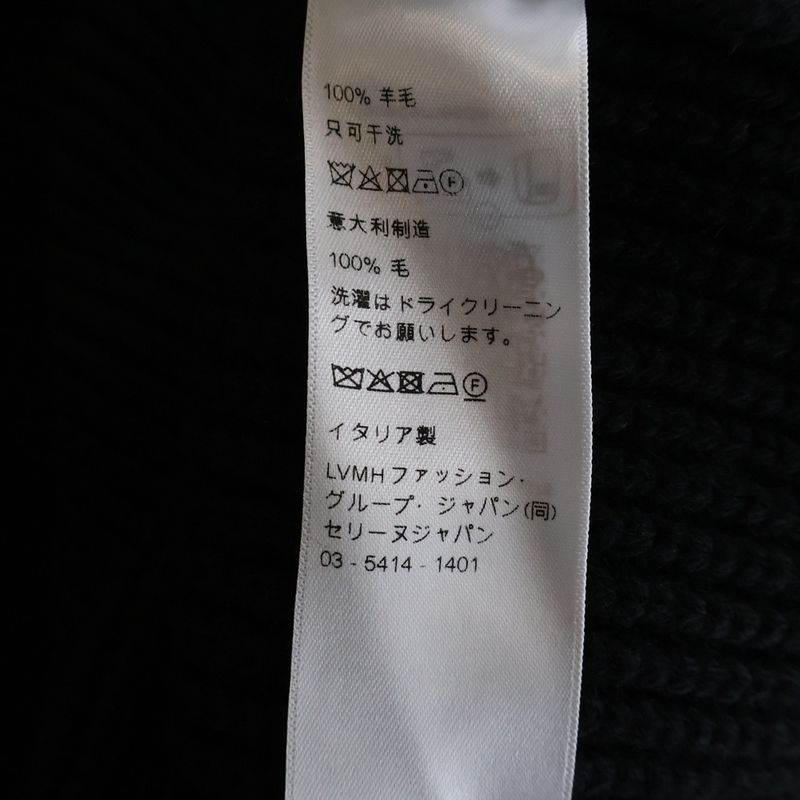 Celine Trucker Sweater Triomphe Half Zip Knit Ribbed Wool Black