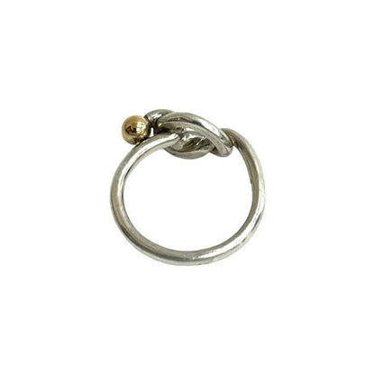 Tiffany & Co Hook Eye Love Knot 18K Gold Ring Silver