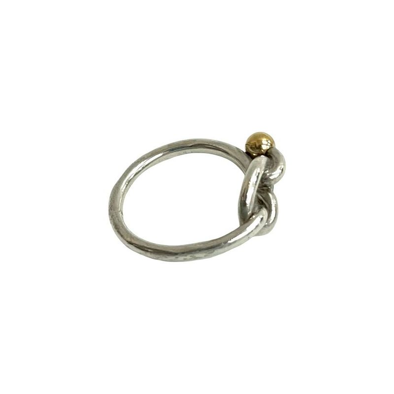 Tiffany & Co Hook Eye Love Knot 18K Gold Ring Silver