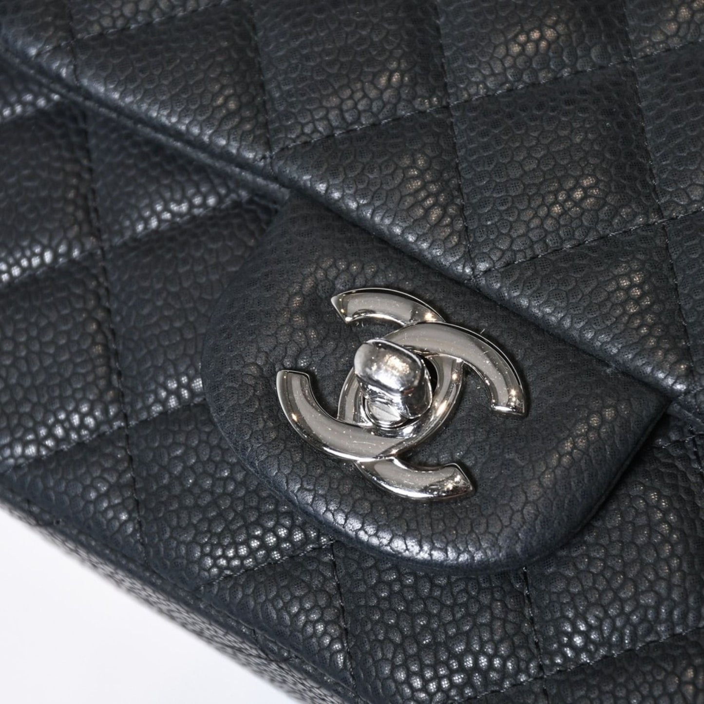Chanel Mini Quilted 17 Chain Shoulder Bag CC Logo Caviar Leather Black — view 6