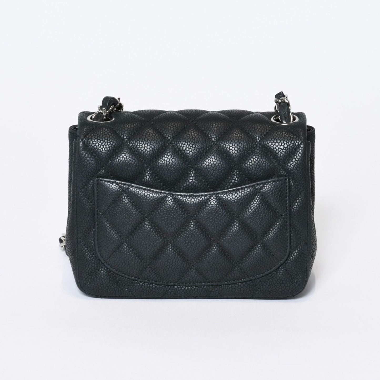 Chanel Mini Quilted 17 Chain Shoulder Bag CC Logo Caviar Leather Black — view 2