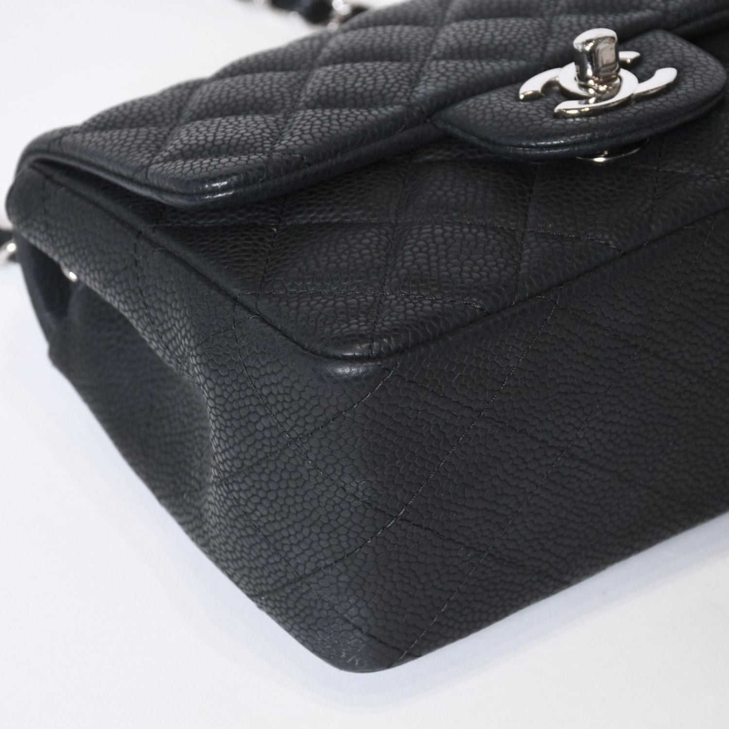 Chanel Mini Quilted 17 Chain Shoulder Bag CC Logo Caviar Leather Black — view 8