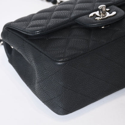 Chanel Mini Quilted 17 Chain Shoulder Bag CC Logo Caviar Leather Black — view 8