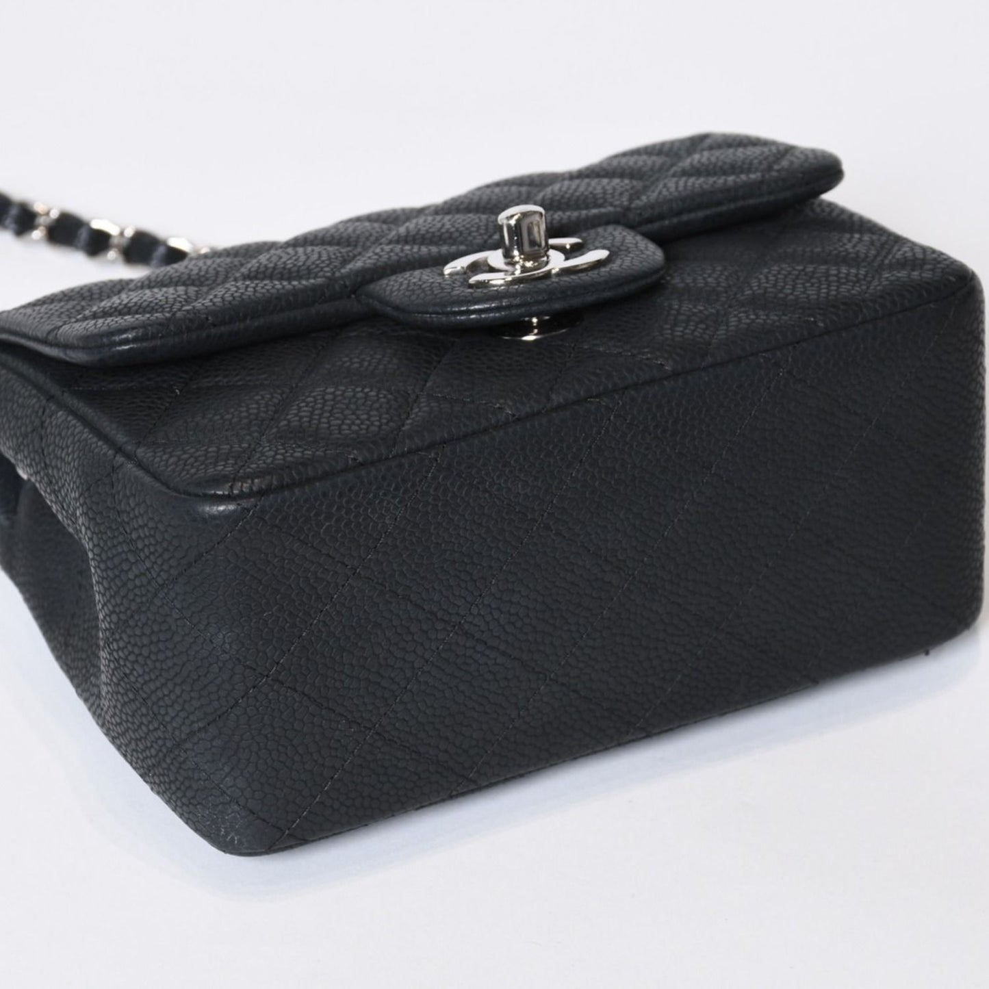 Chanel Mini Quilted 17 Chain Shoulder Bag CC Logo Caviar Leather Black — view 7