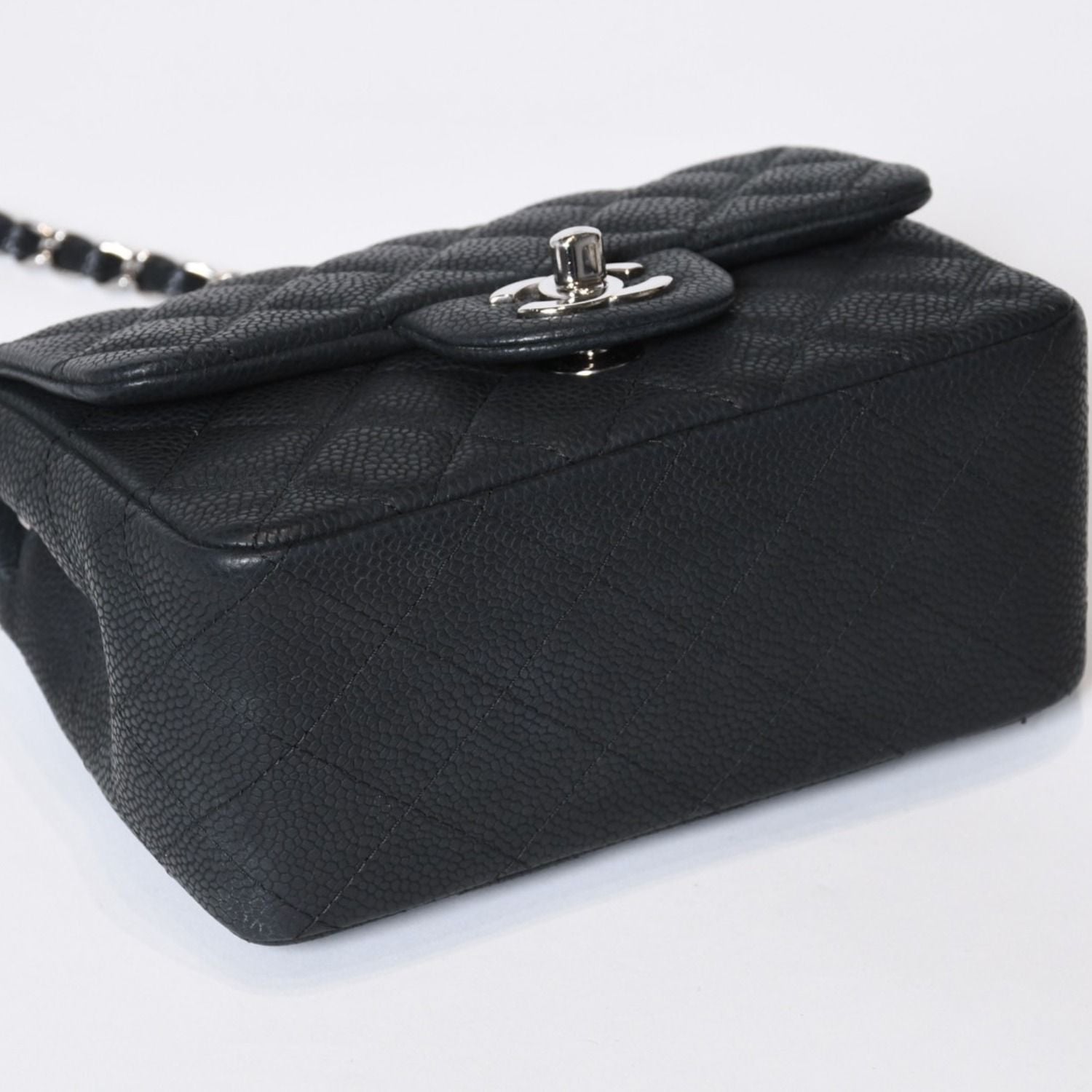Chanel Mini Quilted 17 Chain Shoulder Bag CC Logo Caviar Leather Black — view 7
