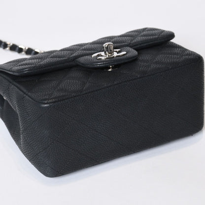 Chanel Mini Quilted 17 Chain Shoulder Bag CC Logo Caviar Leather Black — view 7