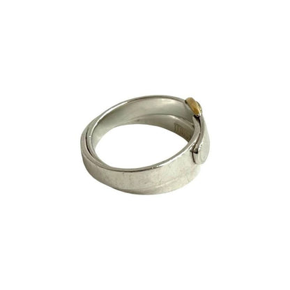 Hermes Double Tour 18K Gold Ring Silver