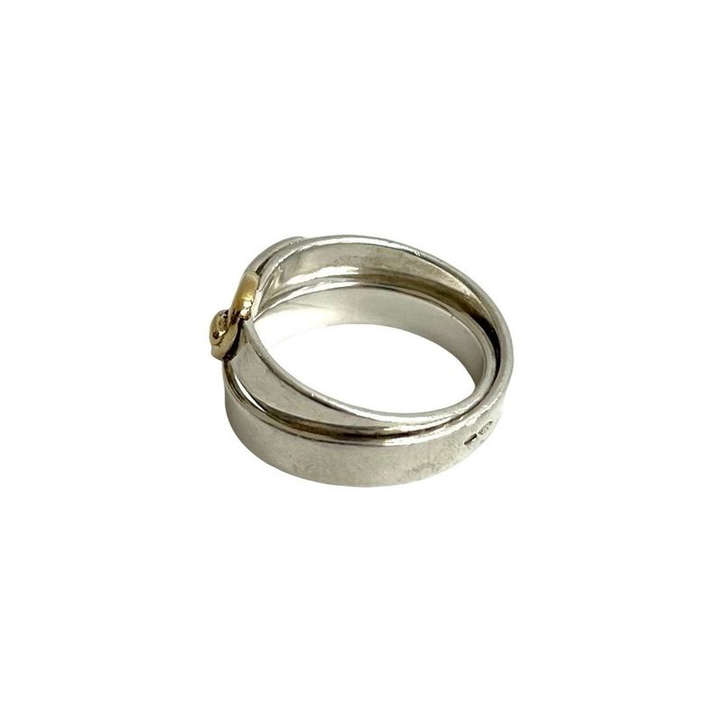 Hermes Double Tour 18K Gold Ring Silver