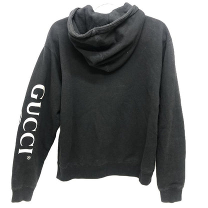 Gucci Hoodie Arm Logo Print Half Zip Cotton Black