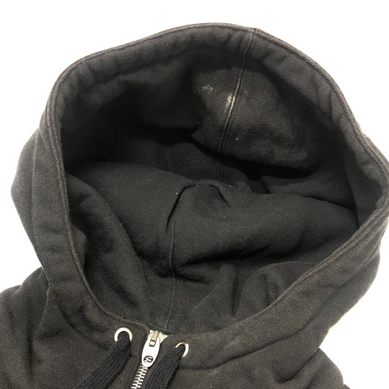 Gucci Hoodie Arm Logo Print Half Zip Cotton Black