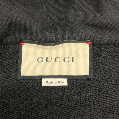 Gucci Hoodie Arm Logo Print Half Zip Cotton Black