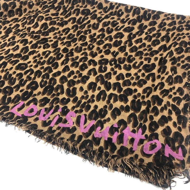 Louis Vuitton Shawl Etole Leopard Cashmere Brown
