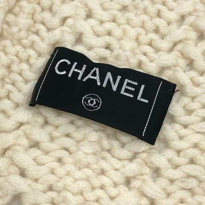 Chanel Scarf Chain CC Logo Cashmere White