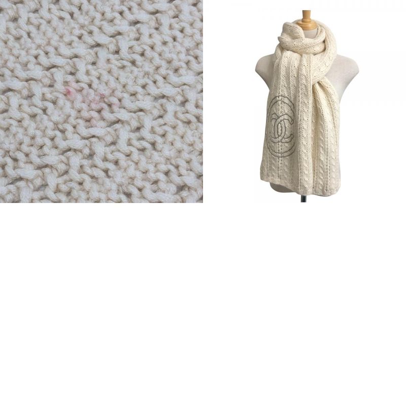 Chanel Scarf Chain CC Logo Cashmere White