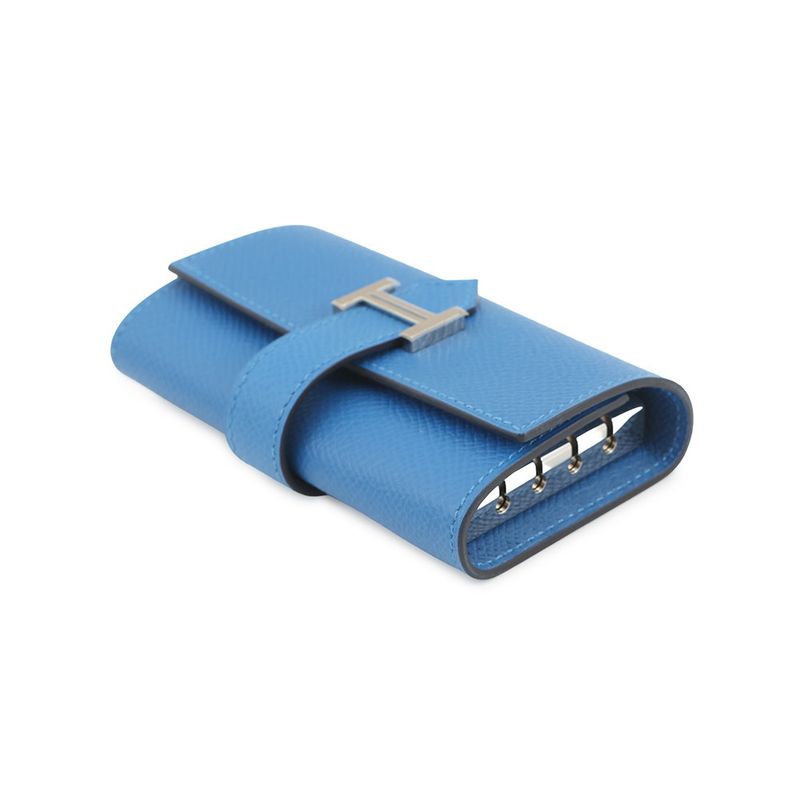 Hermes 4 Key Case Bearn Blue Elige Silver Epsom Key Holder Zelige