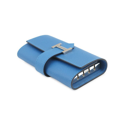 Hermes 4 Key Case Bearn Blue Elige Silver Epsom Key Holder Zelige