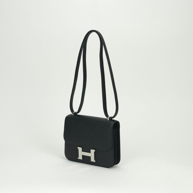 Hermes Constance 3 Mini 18 Shoulder Bag Epsom Noir Black