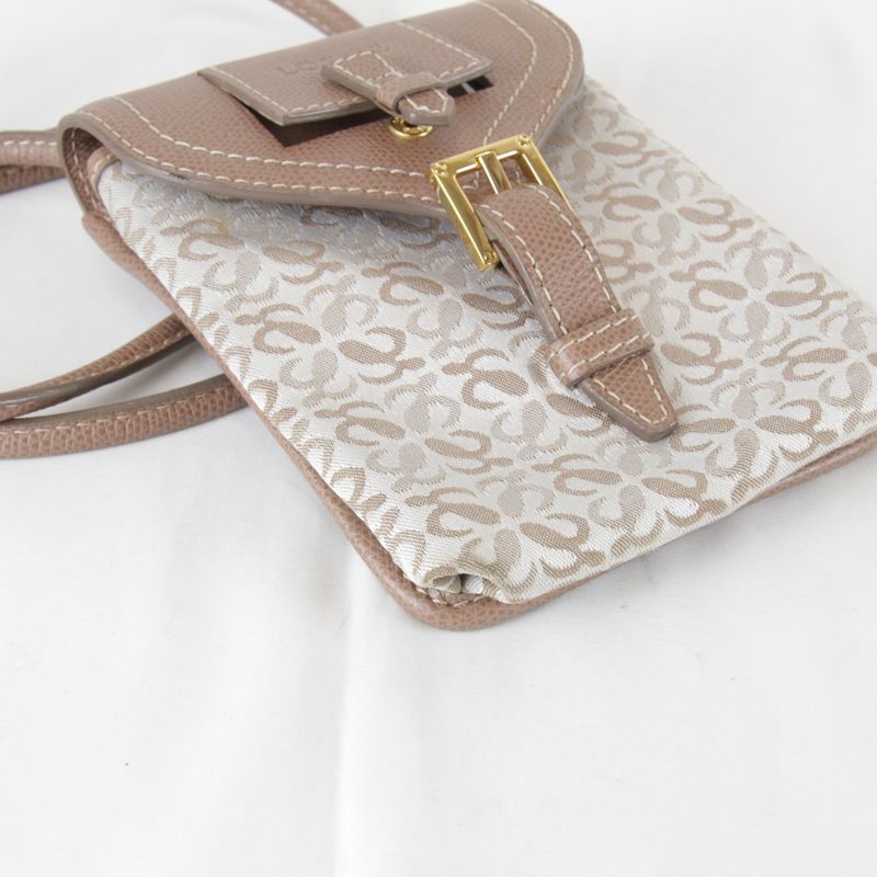 Loewe Usedloewe Repeat Anagram Mini Shoulder Bag Canvas Beige