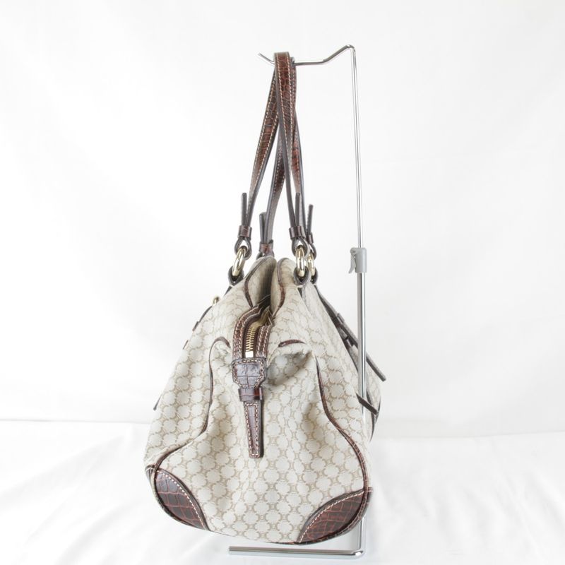 Celine Macadam Pattern Beige Handbag Canvas