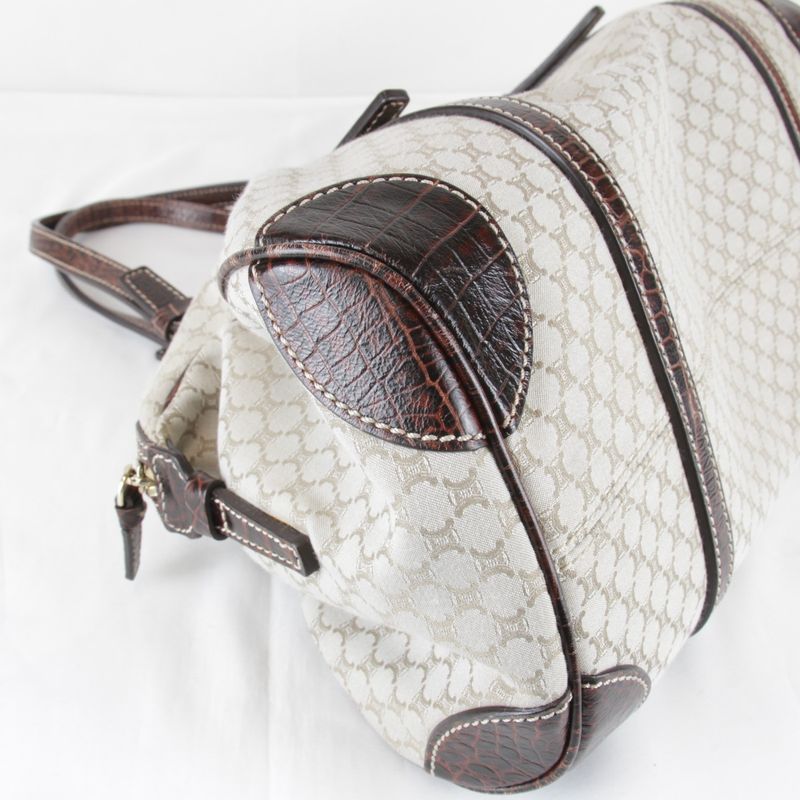 Celine Macadam Pattern Beige Handbag Canvas