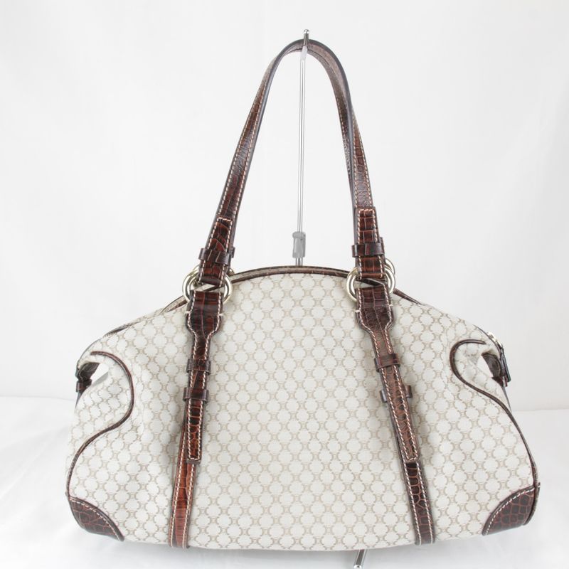 Celine Macadam Pattern Beige Handbag Canvas