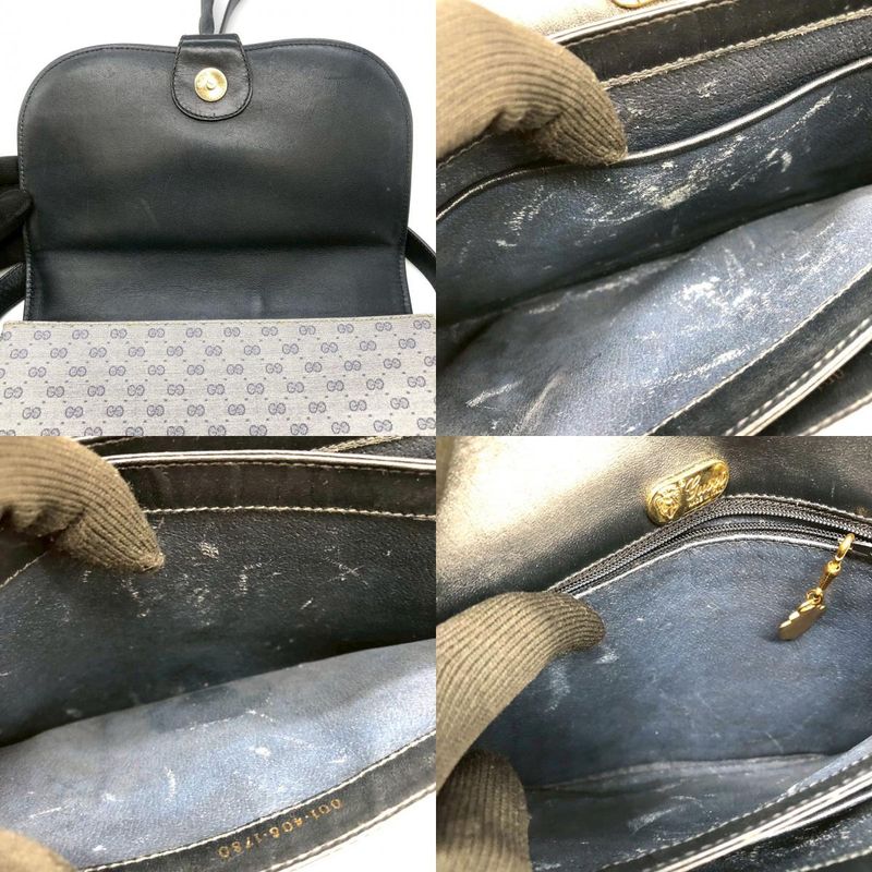 Gucci 001 406 Micro GG Shoulder Bag Leather Navy Vintage