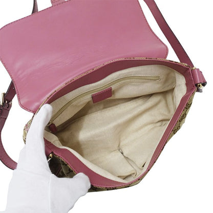Gucci Shoulder Bag GG Canvas Pink Beige Brown
