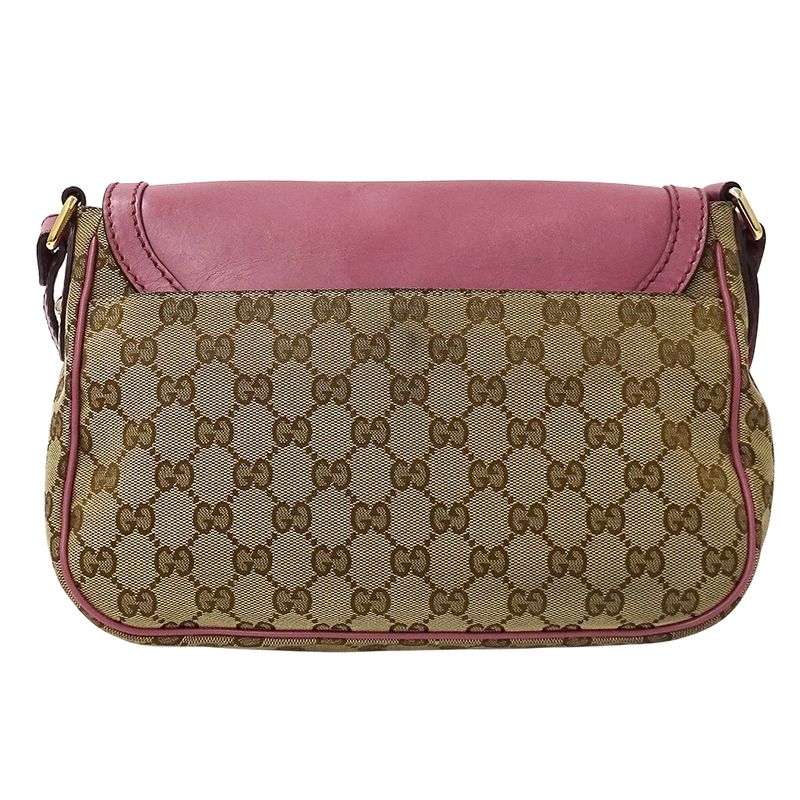 Gucci Shoulder Bag GG Canvas Pink Beige Brown