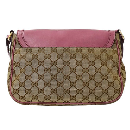 Gucci Shoulder Bag GG Canvas Pink Beige Brown